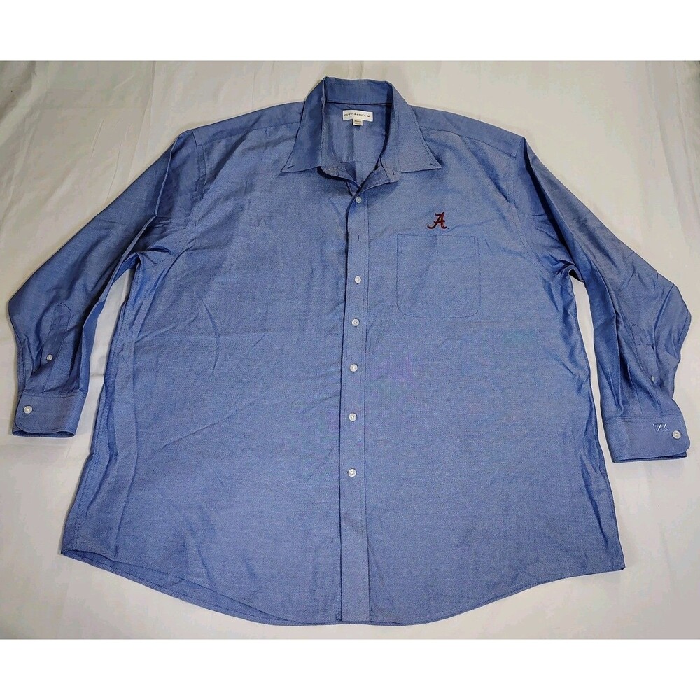 University Of Alabama Cutter & Buck Blue Button Up Crimson Tide A Logo Sz 3XB